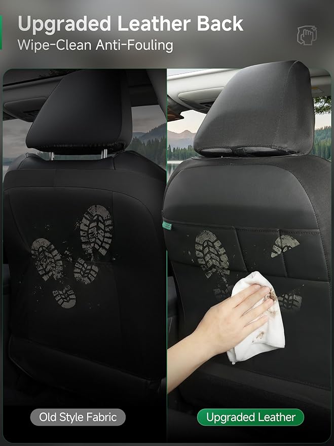 GIANT PANDA Air Cool Mesh Car Seat Cover Custom Fit Subaru Outback Forester Crosstrek Legacy Impreza,Breathable Cooling Seat Protector with Leather Back Pannel(Black+Gray)