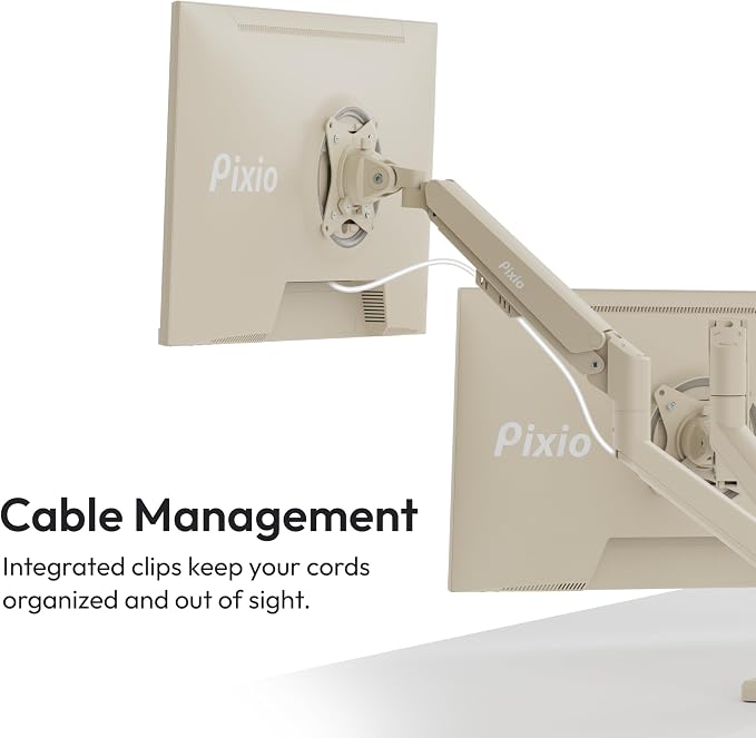 Pixio PS1D Wave Beige Dual Monitor Arm Stand Desk Mount