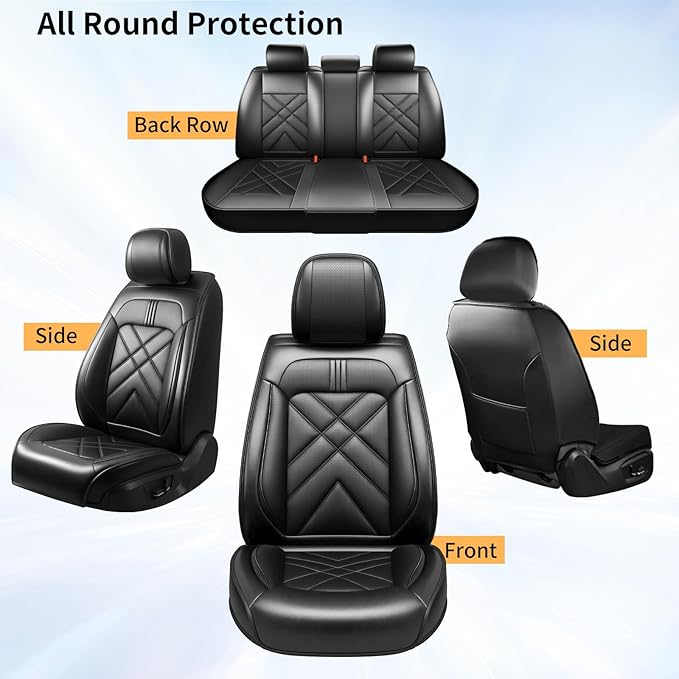 CX-70 Car Seat Covers Custom Fit for Mazda CX-70 2025-2026, Full Coverage Premium Leather Waterproof Breathable Seat Covers, Automotive Seat Protectors, Airbag Compatible(Full Set Seats, Black)