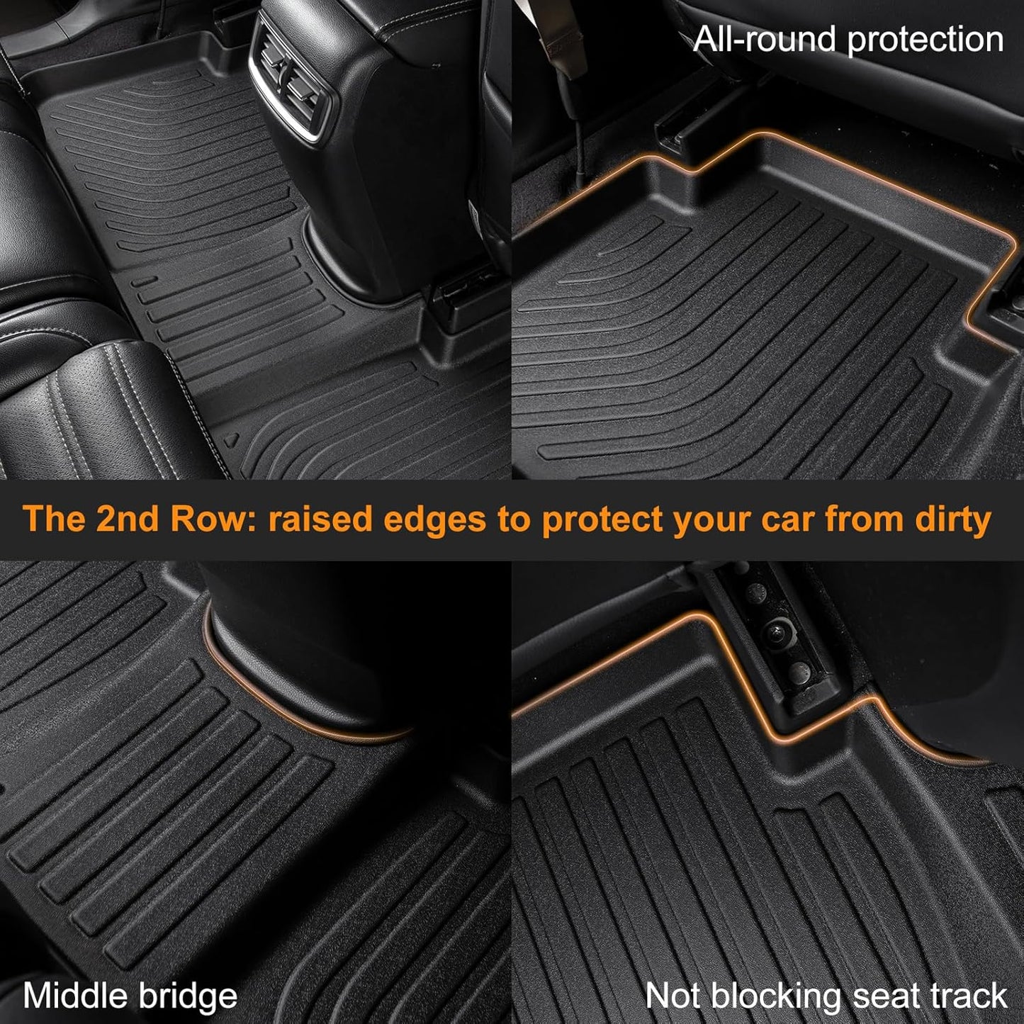 Binmotor-All Weather TPE Floor Mats for Ford Maverick Hybrid 2025-2022, Heavy Duty Car Floor Liners, Protection Automotive Car Mats, Front & 2nd Row Full Set for Maverick Hybrid Accessories