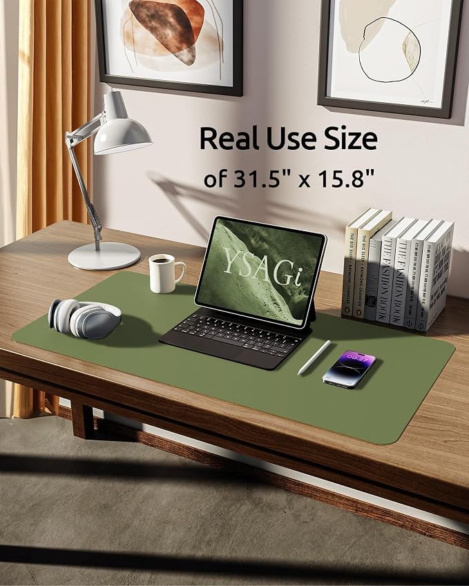 YSAGi Leather Desk Protector, Office Mat, Large Mouse Pad, Non-Slip PU Leather
