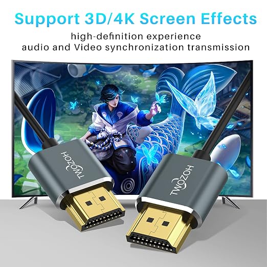 Twozoh Flexible & Slim HDMI Cable 3.3FT 3 Pack, Ultra Thin HDMI Cord Supports