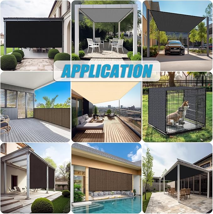 Amagenix 90% Shade Fabric 7'X 10' Black Sun Shade Cloth with Grommets for Pergola Replacement Shade Cover Canopy, Heavy Duty, Cable Zip Ties Included (We Customized)