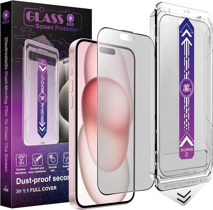 2 Pack Matte Screen Protector for iPhone 14 Pro/iPhone 15 / iPhone 16, 9H