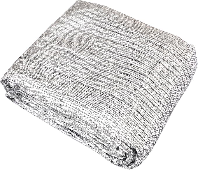 65% Aluminum Foil Shade Cloth with Grommets,12ft x 16ft, Mesh Sun Block Fabric Cover, Canopy, Privacy Screen for Outdoor Patio, Garden, Backyard, Silver