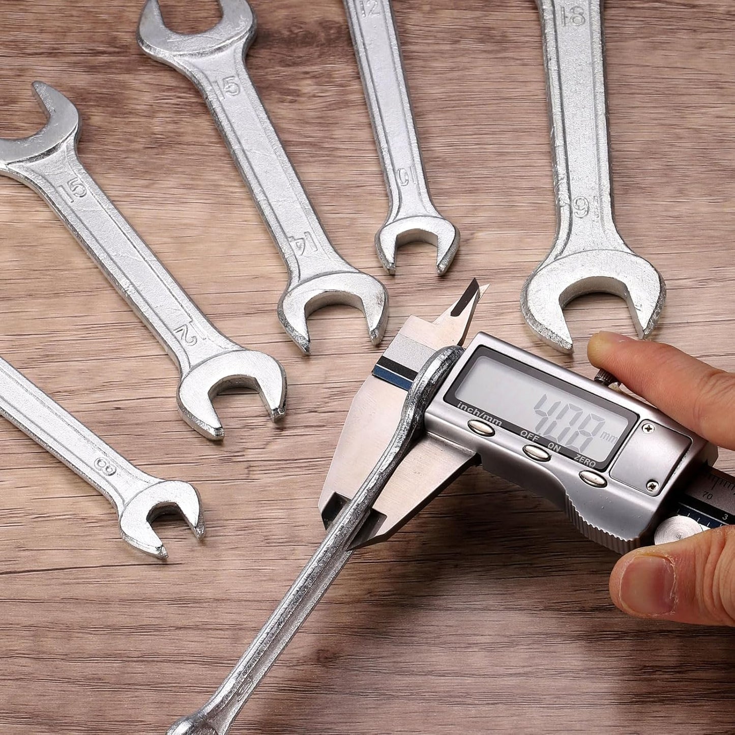 HARFINGTON Double Open End Wrench 14mm x 17mm Metric 15 Degree Offset Angle Small Flat Head Wrench Galvanizing Open Ended Spanner for Automotive Repair Furniture Assembly