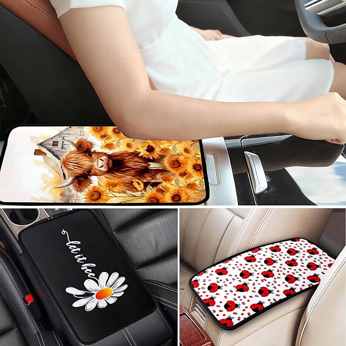 Cat Vehicle Center Console Armrest Cover Pad,Cat Car Accessories Soft Middle Console Cushion Pad,Auto Arm Rest Mat Decor Cats Gifts for Women Men Dad for Most Vehicle SUV Truck