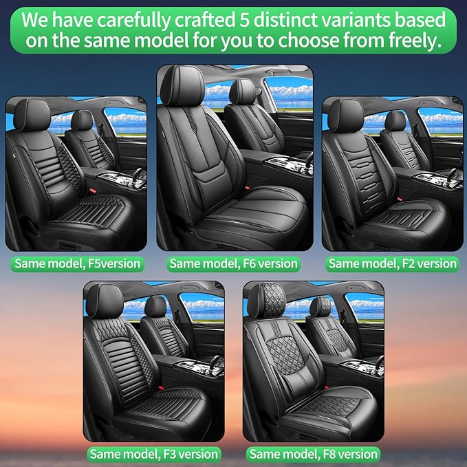 Fit Equus Car Seat Covers for Hyundai Equus 2011-2014 2015 -Upgraded Premium Waterproof & Breathable Leather,Airbag Compatible,All-Weather Seat Cushion Protector,Full Set,Black