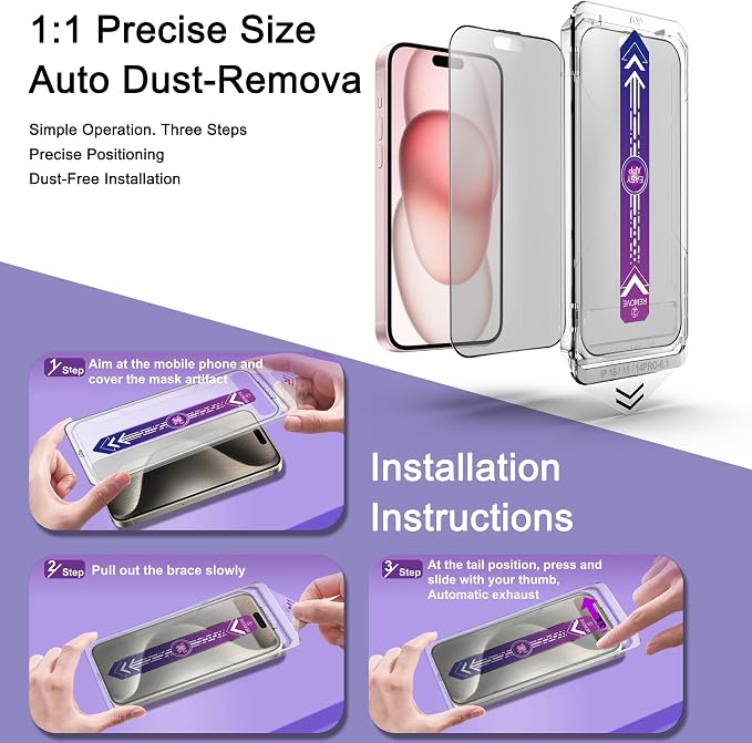 2 Pack Matte Screen Protector for iPhone 14 Pro/iPhone 15 / iPhone 16, 9H