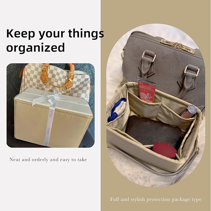 DGAZ Silk Purse Organizer Insert Fits LV Speedy 16/20/25/30/35/40/45 bags,Silky Smooth Bag Organizer,Luxury Handbag & Tote Shaper(S2 trench,SP20)