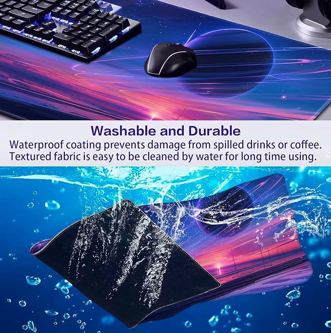 Anime Landscape Mouse Pad, Oversized Gaming Desk Pad, Space Planet Computer
