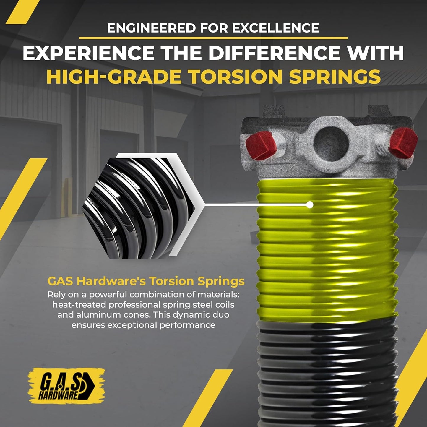 Garage Door Torsion Spring 207x1.75x23 Includes 1” Steel Bearing, Gloves, Manual, and Winding Bars for Right Side of Garage Door Precision E-Coating 5-Year Warranty Min. 30,000 Cycles (Black Cone)