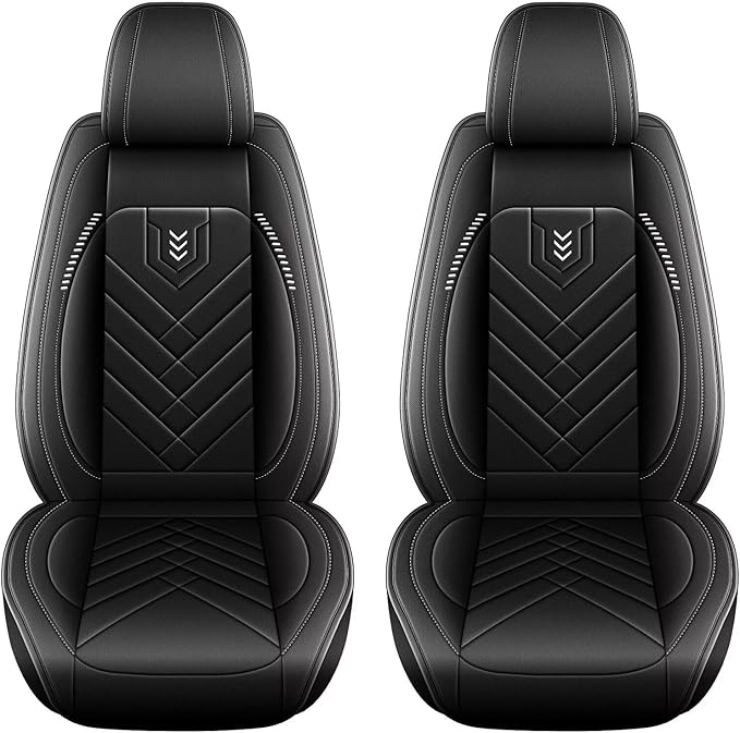 AOMSAZTO Car Seat Covers Front Set Fit for Ford Flex 2011-2019 Faux Leather Waterproof Seat Covers Automotive Seat Cushion Protector(2 Seats, Black)