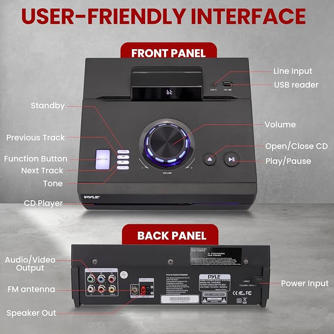 Pyle Home Stereo Shelf System - 100W Wireless BT Streaming