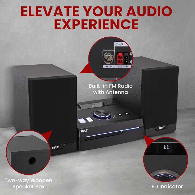 Pyle Home Stereo Shelf System - 100W Wireless BT Streaming
