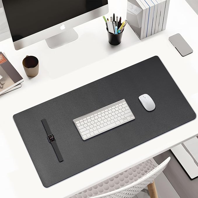 KINGFOM Desk Pad Office Desktop Protecter, PU Leather Desk Mat Blotters