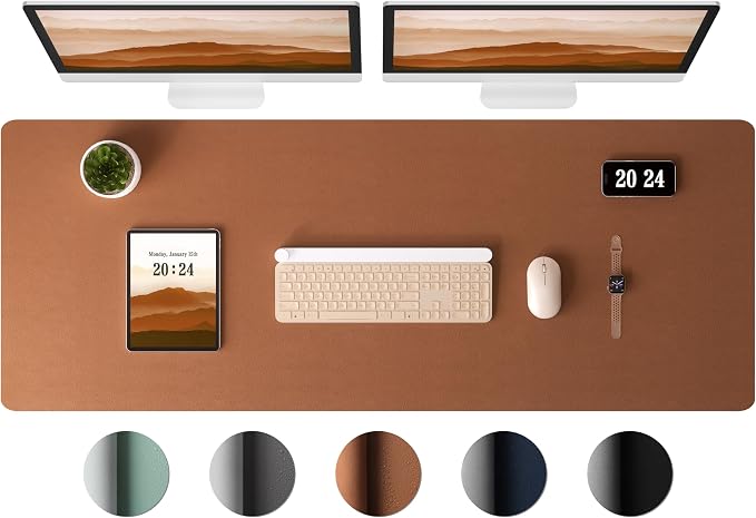 Aothia Leather Desk Pad Protector, Office Mat, Large Mouse Pad, Laptop Desk Pad
