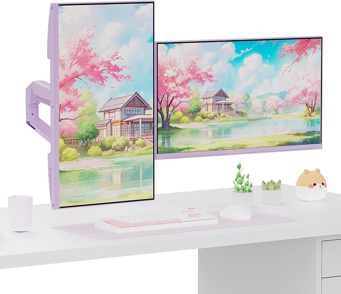 Pixio PS1D Wave Purple Dual Monitor Arm Stand Desk Mount