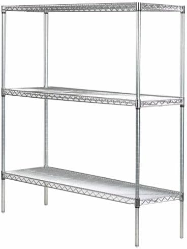 Omega Stainless Steel Shelves, 12" Deep x 72" Wide x 34" High 3 Tier Heavy Duty Wire Shelving Unit for Kitchen Garage Office Restaurant Warehouse 800-lb Per Shelf Weight Capacity
