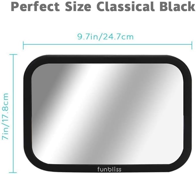 Funbliss Bar Mirror for Baby + 2 Pack Car Window Shades Bundle (19″ × 12″), UPF 50+ Window Shade for Baby in Car, 360° Rotation Fully-Adjustable Straps