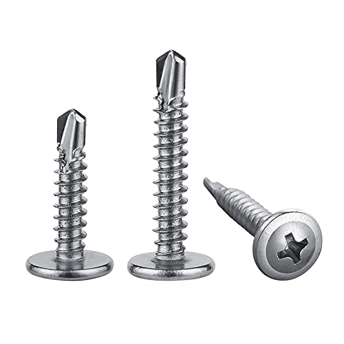 Wensilon（300pcs）#8×5/8”for Sheet Metal Self-Tapping Screws 410 Stainless Steel Truss Head High-Strength Quick Tapping Screws