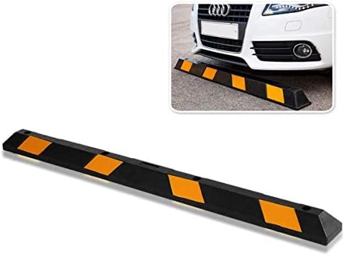 ZONETECH Large Heavy Duty Rubber Parking Curb – 72” Premium Quality Auto Garage Wheel Stopper Professional Grade w/Yellow Reflective Tape for Car, Truck, Trailer and RV (20-Pack)