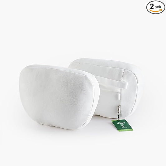 TPARTS Headrest Neck Pillow for Tesla Model 3/Y/X/S, Soft Faux Suede Fabric Car Neck Support Pillow Cushion for Traveling (Filled with Dupont Sorona Fiber)-Set of 2 White