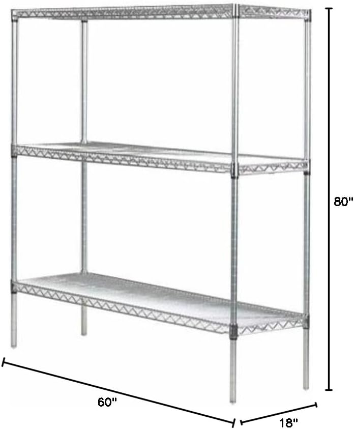 Omega 18" Deep x 60" Wide x 80" High 3 Tier Chrome Starter Shelving Unit