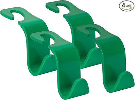 Soleebee 4 Pack Car Headrest Hooks - Universal Auto Hooks, Back Seat Hangers, Storage Organizer (Green)