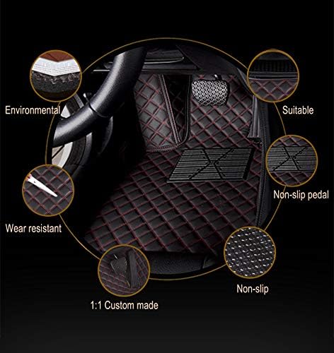 Custom Car Floor Mat Compatible with BMW Mercedes-Benz Toyota Cadillac Lexus Honda Infiniti Nissan Hyundai Kia Audi All Models Cars Sedans SUVs Automotive Mats (Black Blue)
