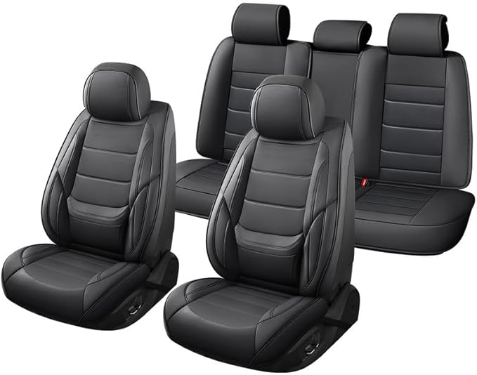 Car Seat Covers Full Set Fit for Buick Lacrosse 2004-2019, Premium Faux Leather Waterproof Car Seat Protectors with Lumbar Support, Breathable Anti-Slip Easy to Install(Black,Full Set)
