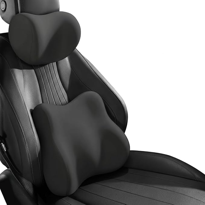 Car Headrest Pillow & Lumbar for Audi A6 C4 4A A6 C5 4B A6 C6 4F A6 C7 4G A6 C8 Avant Allroad A8 D2 A8 D3 A8, Car Seat Neck Pillow Back Support, Breathable All-Season Seat Cushions, 2PCS