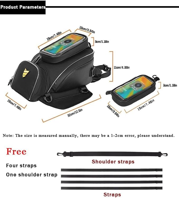 Motorcycle Tank Bag for Harley Davidson Road Glide Special, Strong Magnetic Waterproof Oxford Black Motorbike Quick Release Pannier Bag