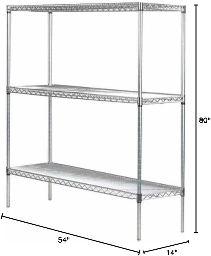 Omega 14" Deep x 54" Wide x 80" High 3 Tier Chrome Starter Shelving Unit