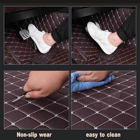 Custom Floor Mats for Cars，Luxury Full Coverage All Weather Car Floor Mats，Leather Car Mat Set ， Floor Mats for 99% of Cars, Trucks & SUVs (Edge Blue Diamond with Black Stripes in The Middle)