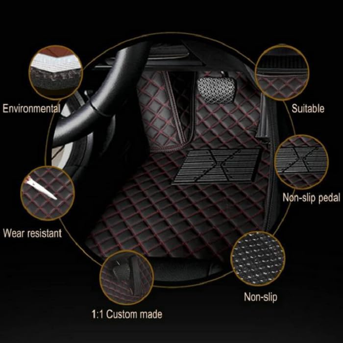 Customized Personalized car Floor mats, All-Weather Luxury car Floor mats, Waterproof and Anti Slip Leather car Floor mat Lining, 95% Customized car, Truck, and SUV Floor mats (Edge Blue)