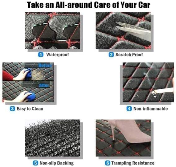 Custom Car Floor Mat Compatible with 97% Car Models Luxury Leather All Weather Waterproof Anti-Skid Full Coverage Car Mats (Orange)