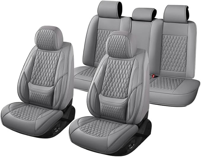 Car Seat Covers Full Set Custom Fit for Ford Escape 2001-2026 - Premium Faux Leather with Lumbar Support | Breathable, Waterproof, Anti-Slip, Durable (Gray,Full Set)