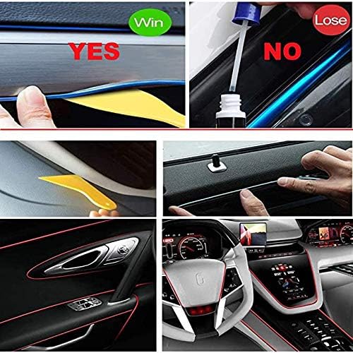 MaxLax White LED Neon Car Interior Lighting Strip - 3 Meter Flexible 12V EL Wire with Built-in Fuse Protection for Automotive Interior Customization, Featuring 6mm Sewing Trim for Easy Installation.