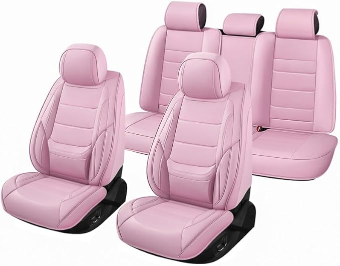Car Seat Covers Full Set Custom Fit for Chevy Trax 2015-2025 - Premium Leather with Lumbar Support, Breathable, Anti-Slip & Excellent Seating Experience (Pink, Full Set)