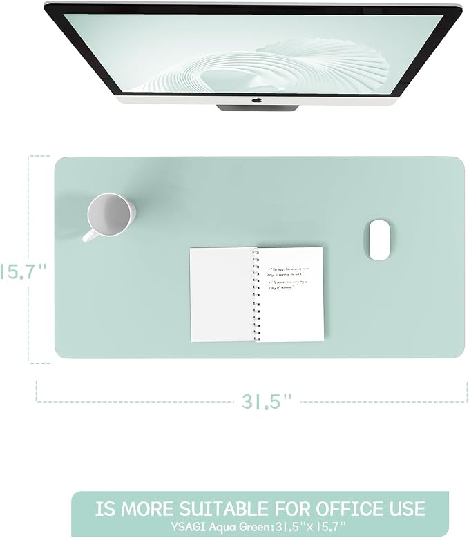 YSAGi Non-Slip Leather Desk Pad, Waterproof Laptop Computer Desk Keyboard Mat