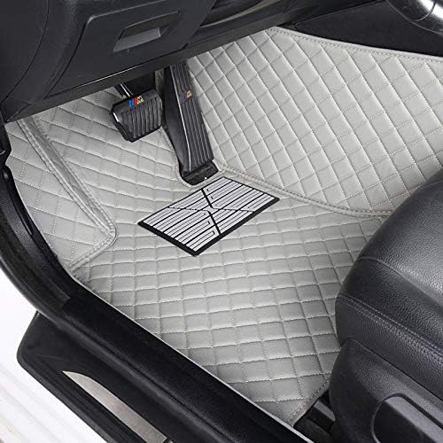 Custom Floor Mats for Cars fit 95% Sedan SUV Sports Car Full Coverage All Weather Men Women Pads Protection Non-Slip Leather Floor Liners (Black and Blue Stitching)