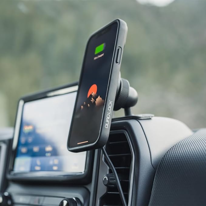 Quad Lock Adhesive Dashboard/Console Car Phone Holder Kit with MAG Wireless Charging Head V2 and MAG Phone Case for iPhone 14