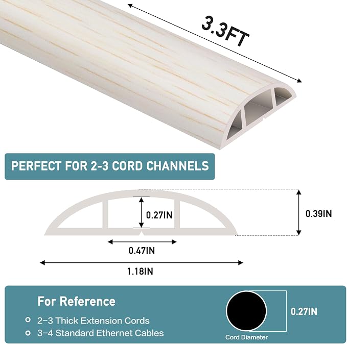 Floor Cord Cover Self Adhesive Cord Hider Floor Extension Cord Covers
