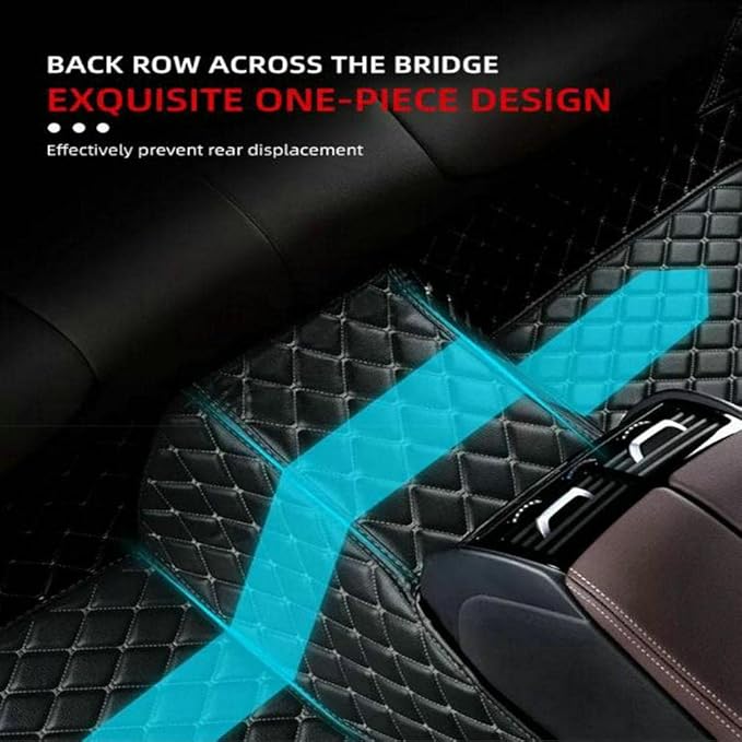 TREGOO All Weather Car Mats Custom Fit Non Slip Floor Mats for 1998-2025 Cars Personalized Leather Protection Pads Suitable for Men Women (Edge Brown, Medium Black Beige)