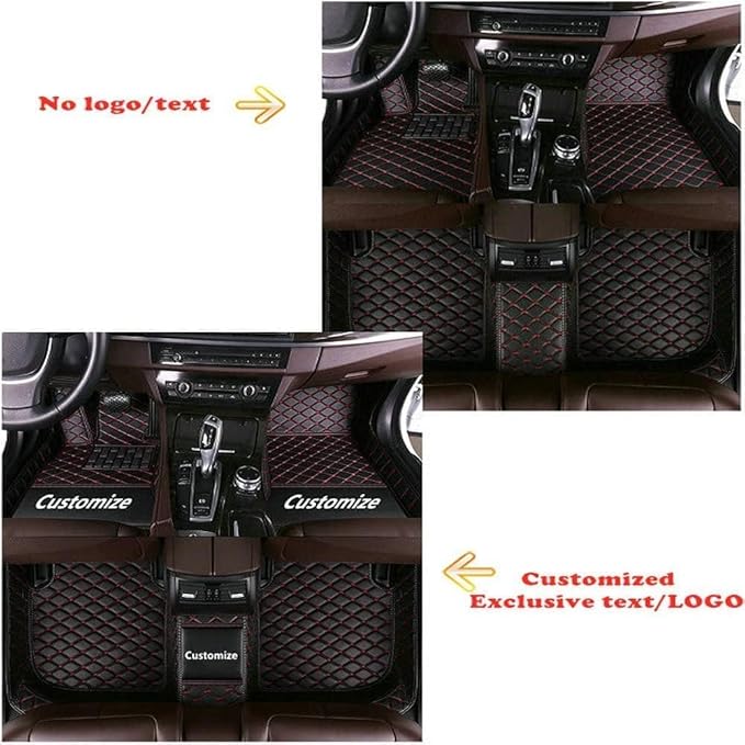 Custom Making Car Floor Mats Protection Pads for 99% Sedan/Coupe/Hatchback/SUV/Pickup Men Women Car Floor Mats Coverage Pads Anti-Slip Leather Floor Lining (Beige Stripe)