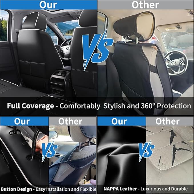 Car Seat Covers Full Set Custom Fit for Chevy Trax 2015-2026-Luxury Leather with Lumbar Support, Breathable, Waterproof, Anti-Slip, Durable, Easy to Install (Black&White,Full Set)