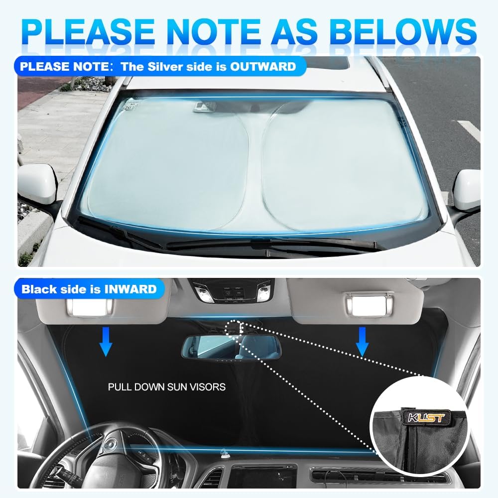 KUST Windshield Sun Shade for 2018-2023 Kia Stinger Window Sunshade Sun Visor Protector Foldable Blocks UV Rays Keep Your Car Cooler