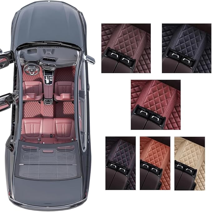 Custom Personalized Floor Mats for Cars，Luxury Full Coverage All Weather Car Floor Mats，Anti-Slip Leather Car Mat Set ，Custom Floor Mats for 99% of Cars, Trucks & SUVs (3D Beige and Black)