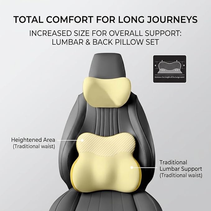 Car Headrest Pillow & Lumbar for Audi RS5 F5 B9 8T3 B8 Coupe/Cabriolet 2017-2024, Car Seat Neck Pillow Back Support, Breathable All-Season Automotive Seat Cushions, 2PCS,C Dual Gray